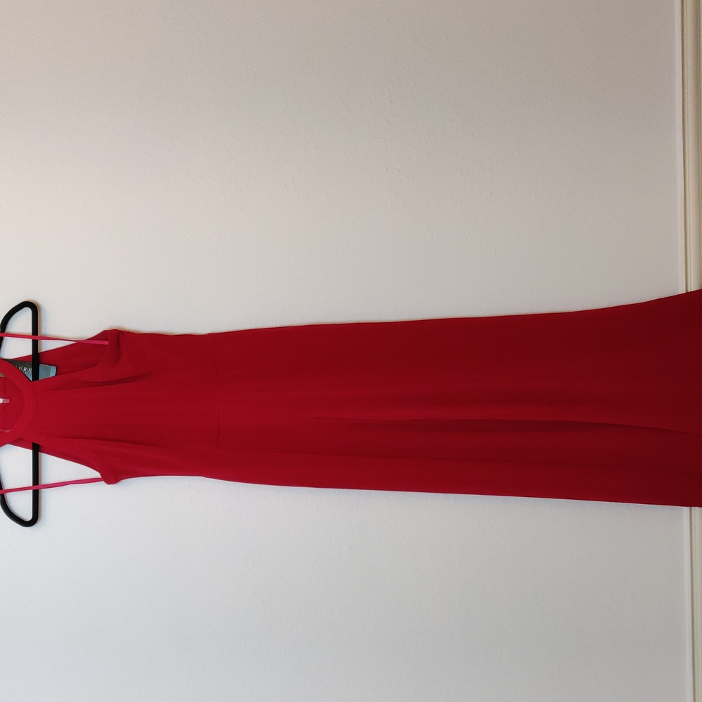 NWT Red Madison Jumpsuit Lauren Ralph XS Stretch Wide Leg